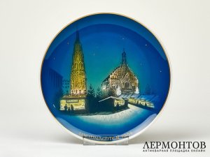 Тарелка настенная «Рождественский базар в Нюрнберге». Фарфор, Rosenthal, Германия, 1964 год