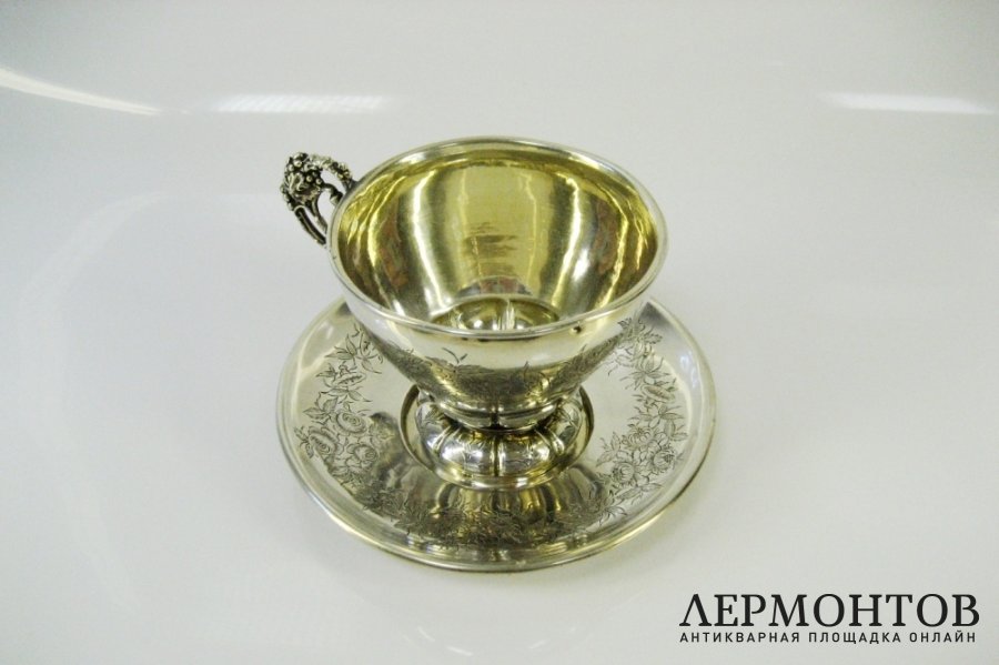 Чайная пара. Серебро 950 пробы, золочение. Франция, XIX век.