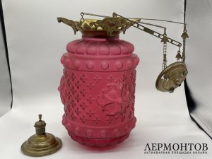 Будуарный фонарь. Россия, нач. 20 века. Цветное стекло, латунь.