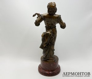 Скульптура Музыкант с мандолиной. Германия, 19 век, Gustav Heinrich Eberlein. Бронза.