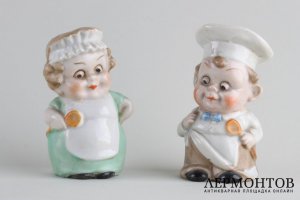 Набор для специй Повар и повариха. Фарфор, роспись, Германия, 1910е-30-е гг.