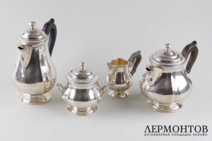 Чайный и кофейный сервиз в классическом стиле. Серебро 950 пробы. Франция, кон. XIX в