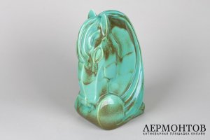 Статуэтка Голова лошади в стиле Ар Деко. Италия, 1950-е гг. Керамика, роспись.