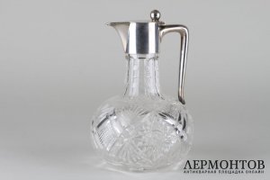 Графин. Серебро 800 пробы, хрусталь. Германия, H.Schapek, начало 20 века.