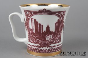 Бокал 60 лет СССР. Россия, ЛФЗ, 1982 год. Фарфор, деколь, позолота.