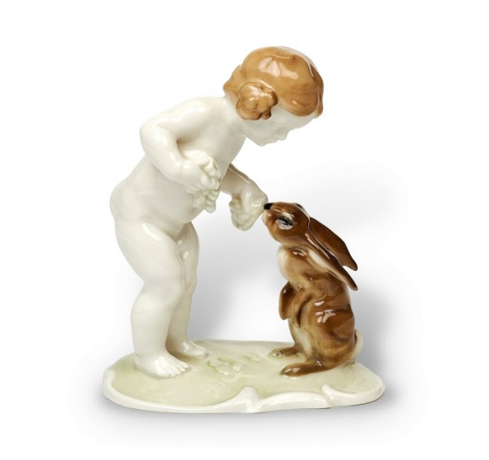 Статуэтка «Девочка с зайцем». Фарфор, Hutschenreuther, Германия, 1955–1968 годы