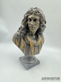 Бюст Мольера. Шпиатр, патинирование, Франция, 19 век