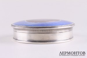 Шкатулка с эмалью гильоше. Серебро 950 пробы. Франция.