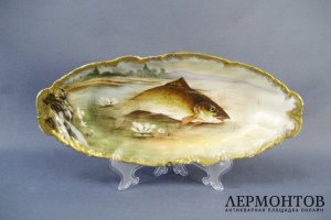 Декоративные парные тарелки. Рыбы. Limoges. Франция, XIX век. 