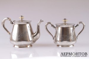 Чайник и сахарница. 1875 год. Серебро 84. Российская империя