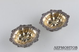 Солонки.Серебро 84 пробы, золочение. Российская империя, 1858 год.