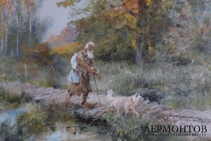 Картина Осенний пейзаж. Россия, худ. Н.Н. Каразин, кон. 19 в. Картон, масло.