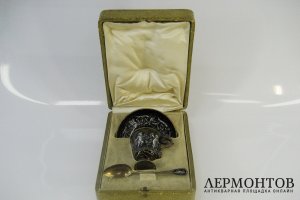 Кофейная пара. Серебро 950 пробы, золочение, эмаль.  Европа,  XIX век.