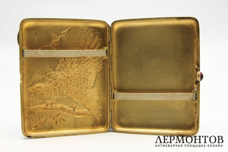 Портсигар Глухарь. Серебро 875 пробы. СССР, Москва, 1953 г.