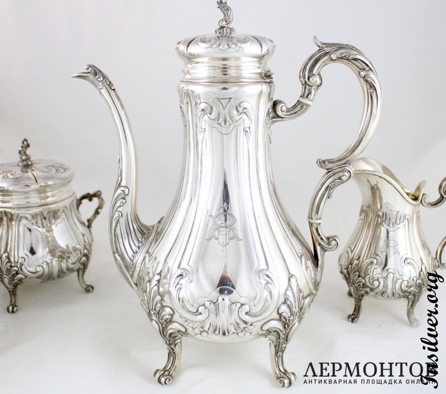 Чайно-кофейный сервиз Gross . Серебро 950. Франция