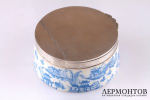 Бонбоньерка, ваза для сладостей Shanks and Co. Серебро 84, фарфор. Российская империя