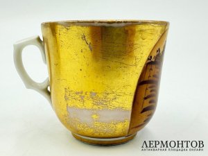 Чайная пара Пейзаж. Россия, живописное заведение Я. Орлова, 19 век. Фарфор, роспись.