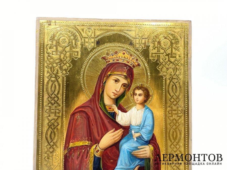 Икона Богоматерь Тихвинская. Россия, кон. 19 - нач. 20 в. Дерево, левкас, масло.