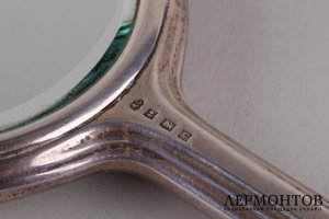 Дамское зеркальце. Серебро 925 пробы, эмаль. Англия, Бирмингем, 1956 г.