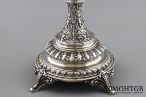 Ваза для цветов. Серебро 800 пробы, стекло. Германия, XIX  век.