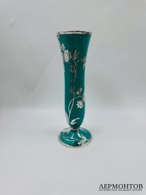 Ваза для цветов в технике silver overlay. Фарфор, серебро, Rosenthal, Германия, 1-я половина 20 века
