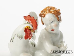 Статуэтка «Путти с петухом». Фарфор, Rosenthal, Германия, 1924 год