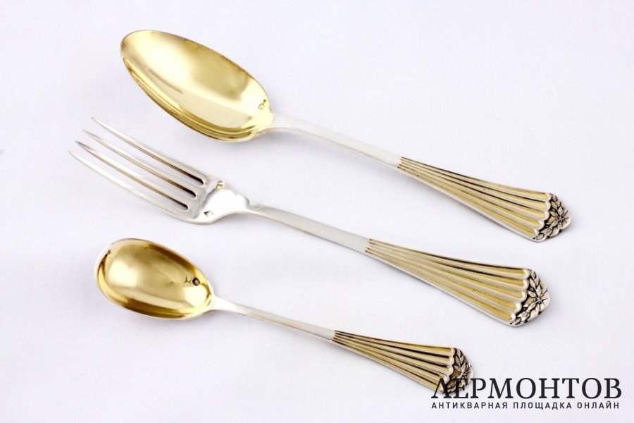 Сервировочный набор для ребенка. Серебро 950 пробы. Франция.