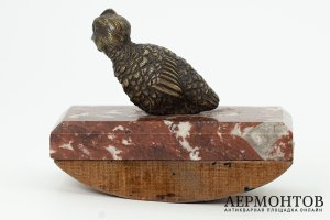 Чернильница и пресс-папье Куропатка и птенец. Австрия, Вена, 19 в. Бронза, литье.