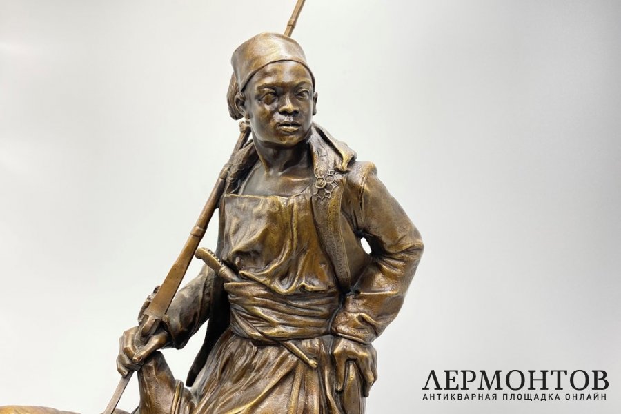 Скульптурная композиция Охотник на лошади. Франция, Париж, P.-J. Mene, 19 век. Бронза