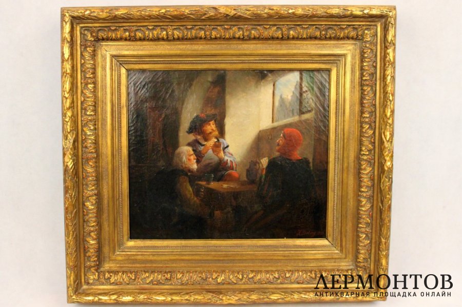 Картина. Игра в карты. Генрих Брелинг. Холст, масло. Германия