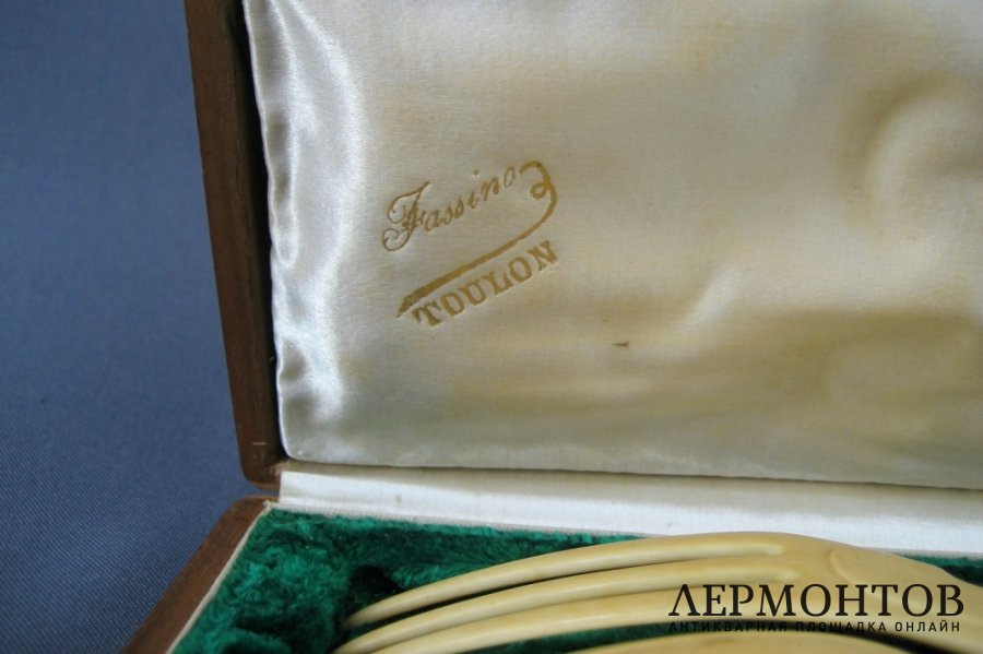 Раздаточный набор. Серебро 950 пробы, кость. Франция, XIX век.