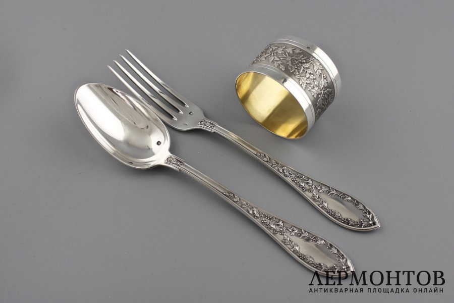 Сервировочный набор Эгоист. Henin et cie. Серебро 950 пробы. Франция, XIX в.