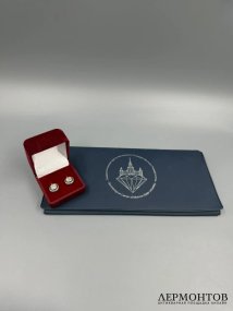 Серьги с крупными бриллиантами. Золото 56 пробы, серебро, Россия