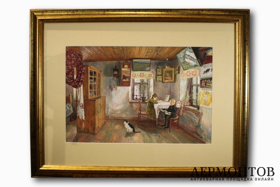 Картина. В деревенской избе. М.И. Климентов. 1935 год