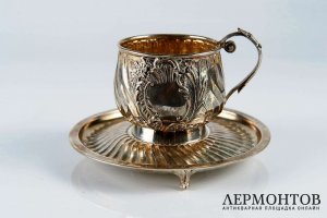 Кофейная пара. Серебро 950 пробы. Франция, XIX век.