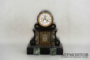 Каминные часы. Бронза, мрамор. Франция, XIX век.