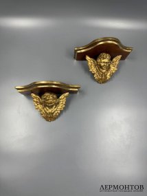 Парные полочки-консоли с амурами. Дерево, резьба, Западная Европа, начало 20 века