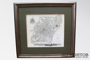 Гравюра Карта Москвы. Англия, Лондон, 1836 г, издательство Baldwin and Cradock. 