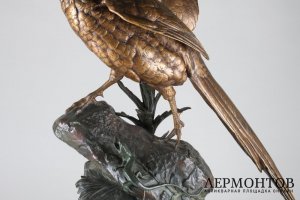 Скульптура Золотой фазан. Франция, Dubucand, 19 век. Бронза.