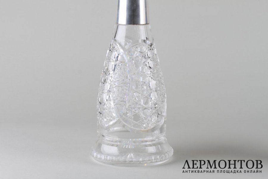 Высокие парные графины из хрусталя с серебром 800 пробы. Германия.