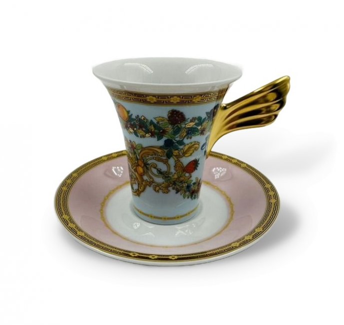 Чайная пара «Le Jardin des Papillons», форма Ikarus. Фарфор, Rosenthal, Versace