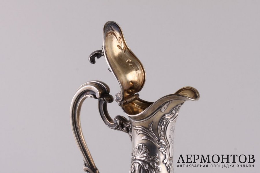 Графин для вина. Ed. Tetard. Серебро 950 пробы, стекло, золочение. Франция, XIX в.