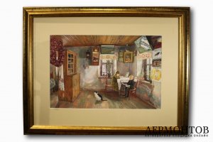 Картина. В деревенской избе. М.И. Климентов. 1935 год