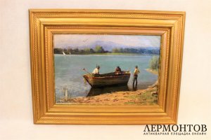 Картина. Рыбаки. Carl Muller-Baumgarten. Холст, масло.