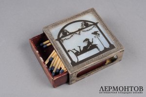Коробка для спичек с изображением девушки с попугаем. Германия, нач. 20 в. 