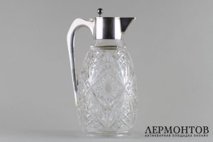 Графин для вина и воды в классическом стиле. Серебро 800, хрусталь. Германия, н. XX в