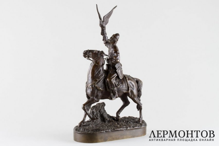 Скульптура Царский сокольничий.Бронза. Россия, Е. Напс. Отливка К.Ф.Верфель, к. 19 века