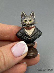 Бюсты «Кот и кошка». Бронза, холодная роспись, Австрия, конец 19 — начало 20 века