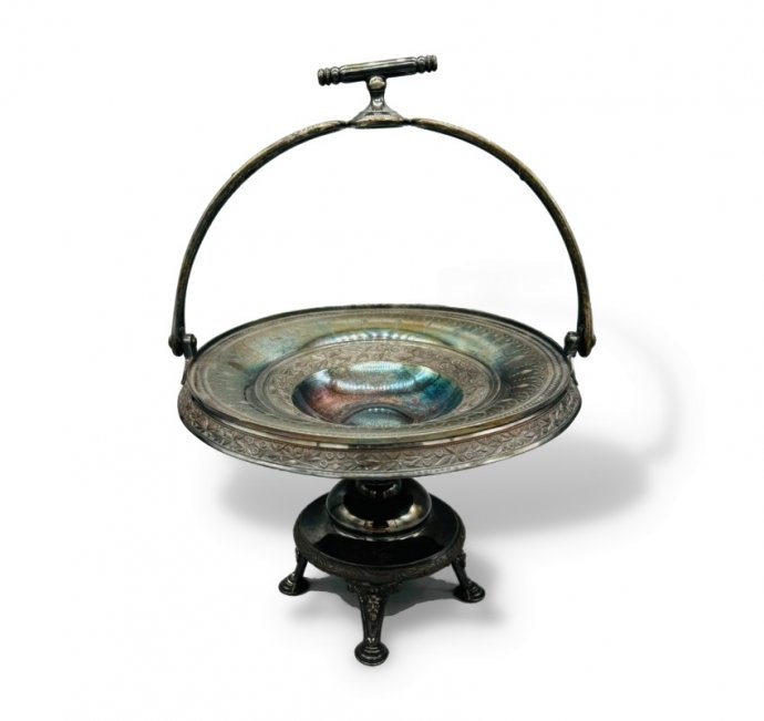 Блюдо для сервировки с маскаронами. Металл, серебрение, Bridgeport Silver Co., США, начало 20 века