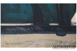 Картина. В порту, 1964 г. Л.С. Курзенков. Бумага, гуашь.